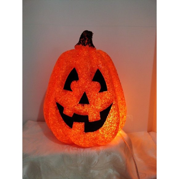 Holoween Popcorn Pumpkin Plastic Light up 13"1/2 Please See Picture - Picture 1 of 7